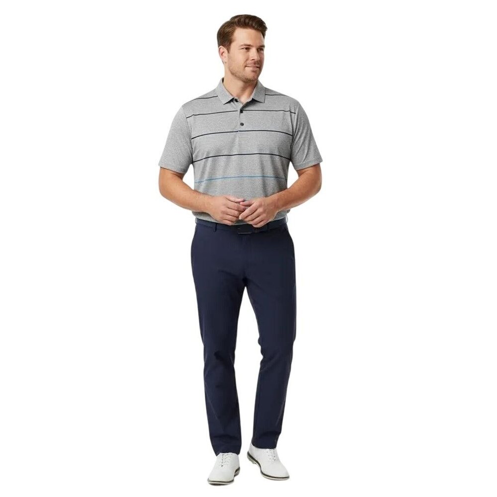 Nicklaus StayDri Men's Gray Heather Stripe Golf Performance Polo Shirt Sz‎ Large